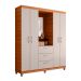 Guarda-Roupa Casal com Espelho Clapton 4 Portas 3 Gavetas Freijó e Off White