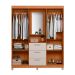 Guarda-Roupa Casal com Espelho Clapton 4 Portas 3 Gavetas Freijó e Off White