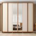 Guarda-Roupa Casal com Espelho Cleo Ripado 6 Portas 4 Gavetas Freijó e Off White