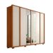 Guarda-Roupa Casal com Espelho Cleo Ripado 6 Portas 4 Gavetas Freijó e Off White