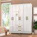 Guarda-Roupa Casal com Espelho Coimbra 6 Portas 2 Gavetas Branco