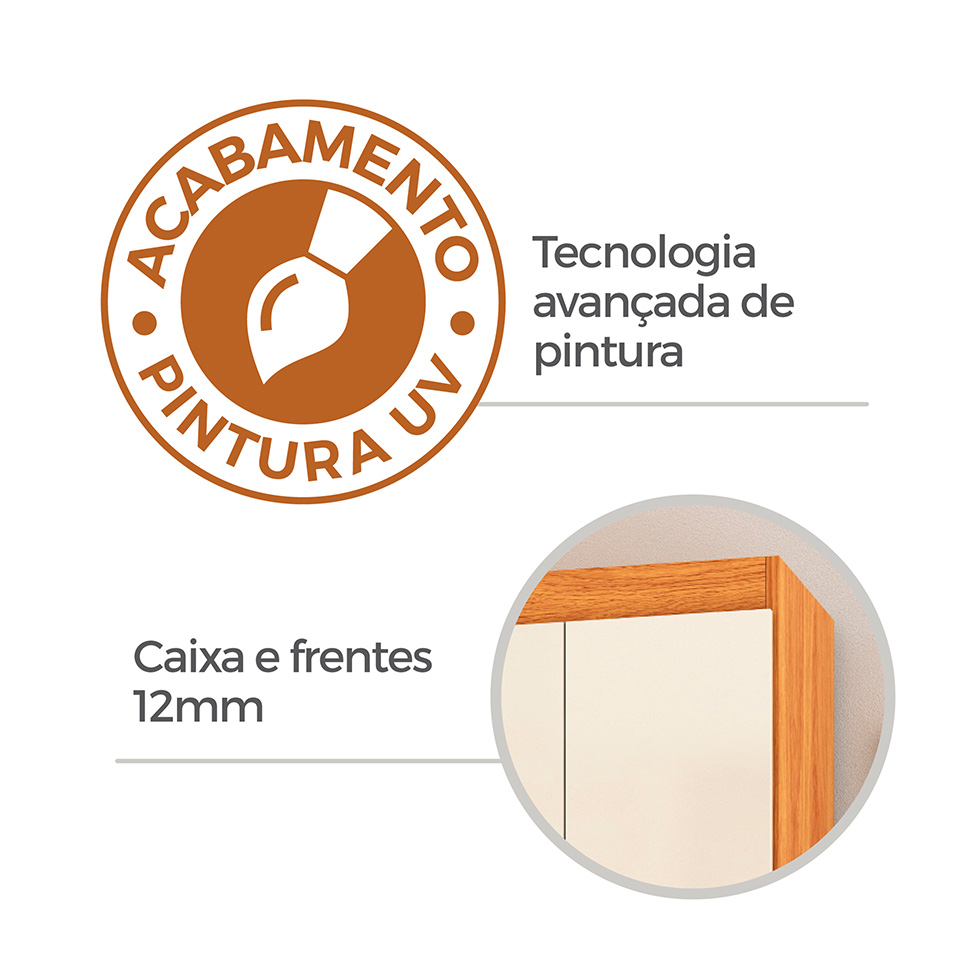Guarda-Roupa Casal com Espelho Coimbra 6 Portas 2 Gavetas Branco
