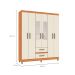 Guarda-Roupa Casal com Espelho Coimbra 6 Portas 2 Gavetas Cinamomo e Off White