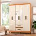 Guarda-Roupa Casal com Espelho Coimbra 6 Portas 2 Gavetas Cinamomo e Off White
