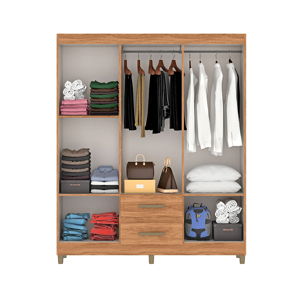 Guarda-Roupa Casal com Espelho Coimbra 6 Portas 2 Gavetas Mel
