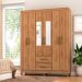 Guarda-Roupa Casal com Espelho Coimbra 6 Portas 2 Gavetas Mel