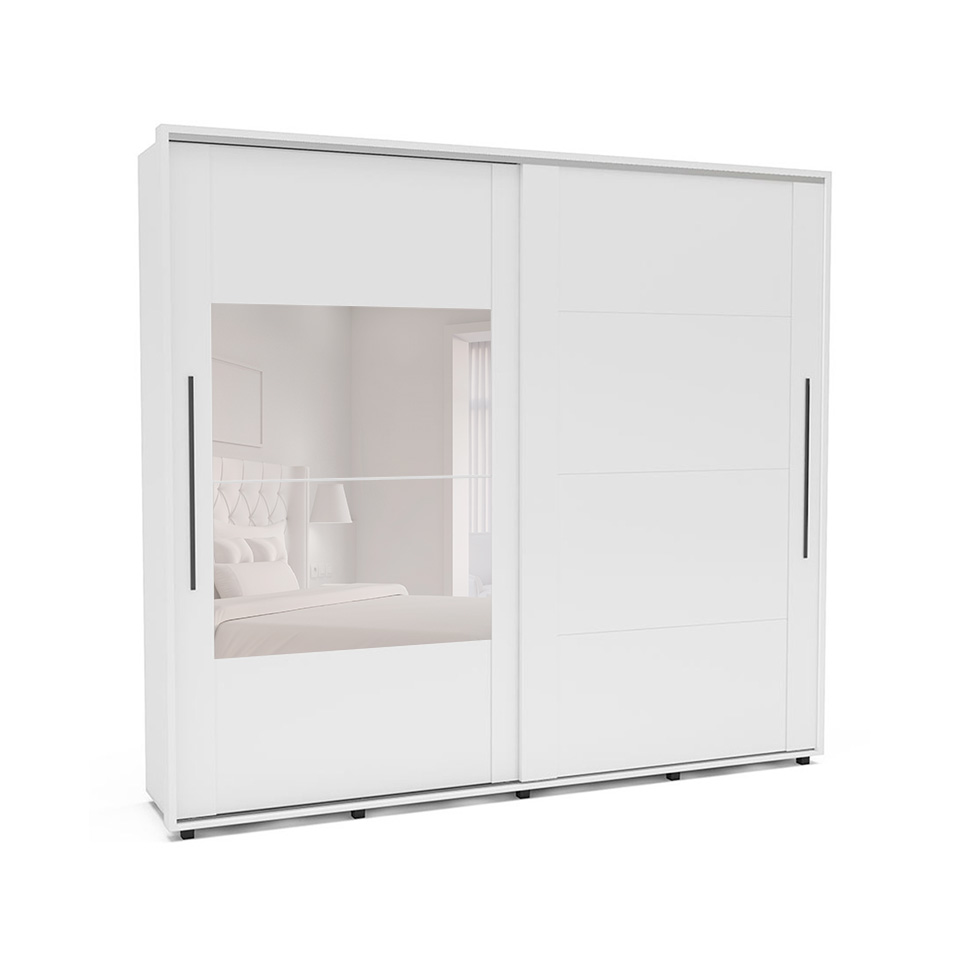 Guarda-Roupa Casal com Espelho Coimbra Flex 2 Portas 6 Gavetas Branco
