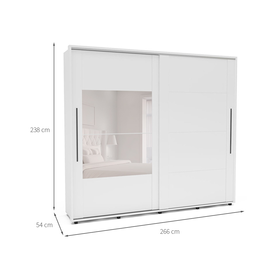 Guarda-Roupa Casal com Espelho Coimbra Flex 2 Portas 6 Gavetas Branco