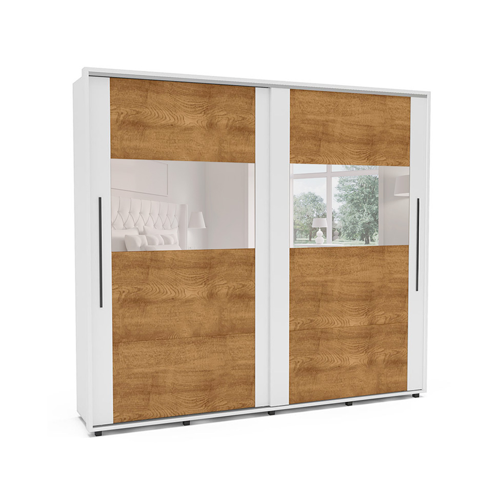 Guarda-Roupa Casal com Espelho Coimbra Flex 2 Portas 6 Gavetas Branco