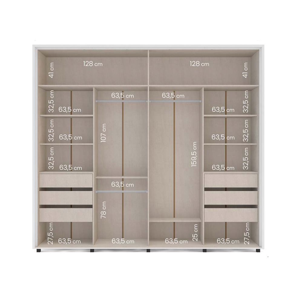 Guarda-Roupa Casal com Espelho Coimbra Flex 2 Portas 6 Gavetas Branco
