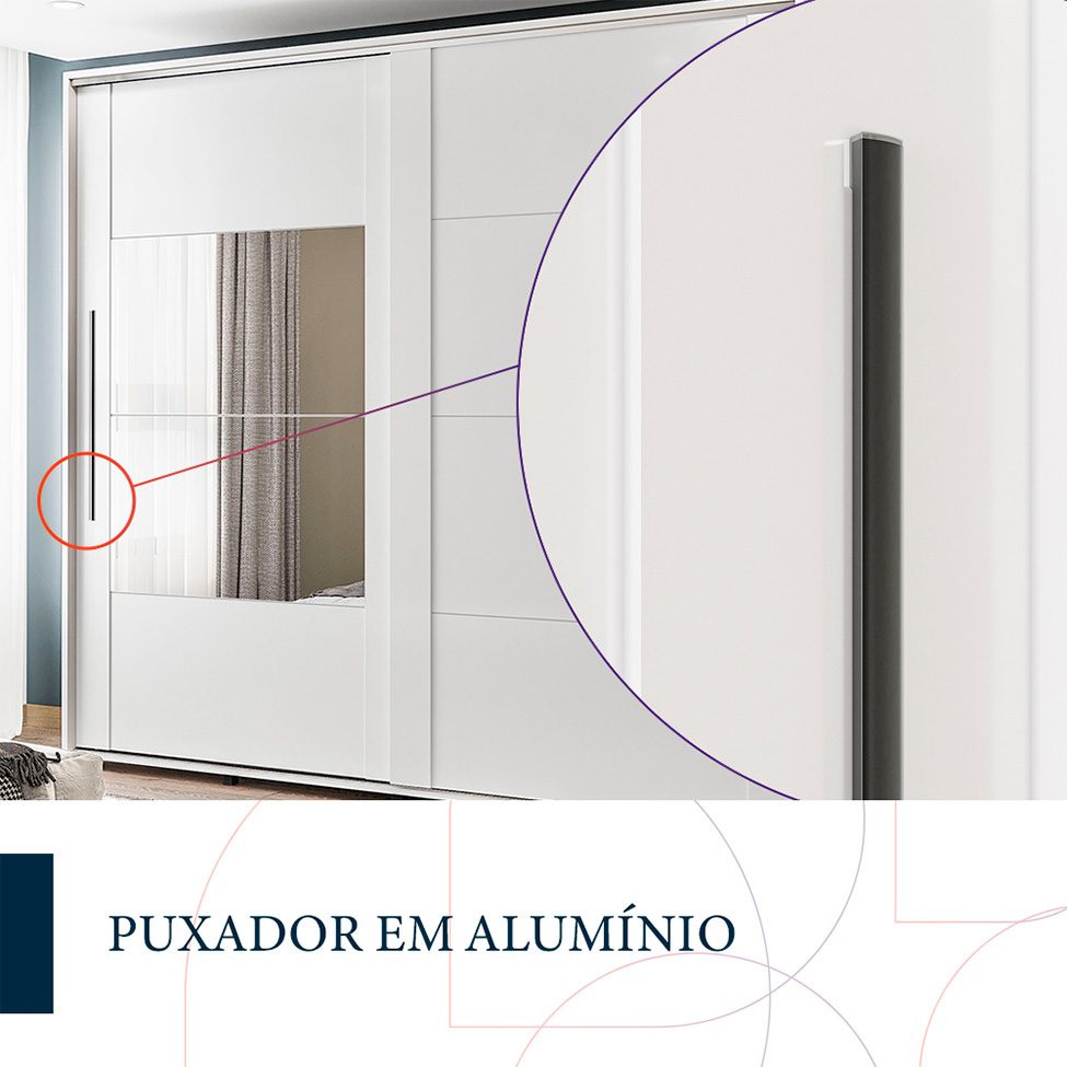 Guarda-Roupa Casal com Espelho Coimbra Flex 2 Portas 6 Gavetas Branco