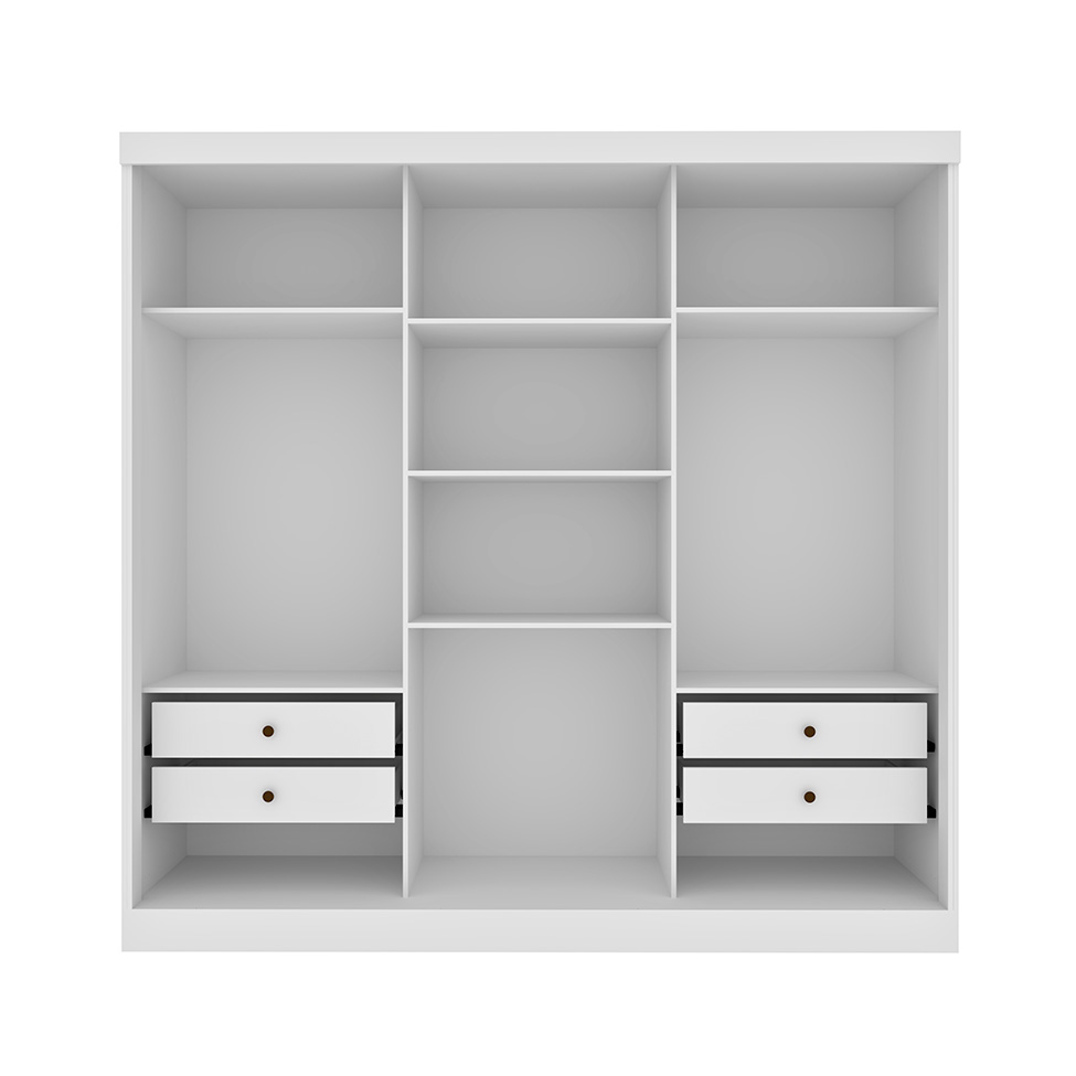Guarda-Roupa Casal com Espelho Dacar 3 Portas 4 Gavetas Neve