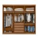 Guarda-Roupa Casal com Espelho Dalila Flex 3 Portas 4 Gavetas Amêndola e Off White