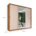 Guarda-Roupa Casal com Espelho Dalila Flex com Prateleiras 3 Portas 4 Gavetas Amêndola e Off White