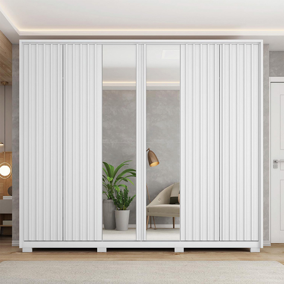 Guarda-Roupa Casal com Espelho Decimus 6 PT 4 GV Branco