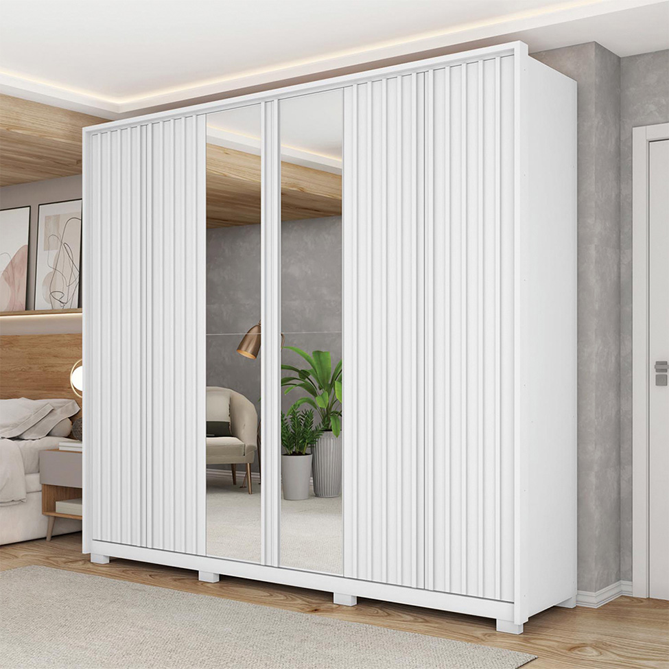 Guarda-Roupa Casal com Espelho Decimus 6 PT 4 GV Branco