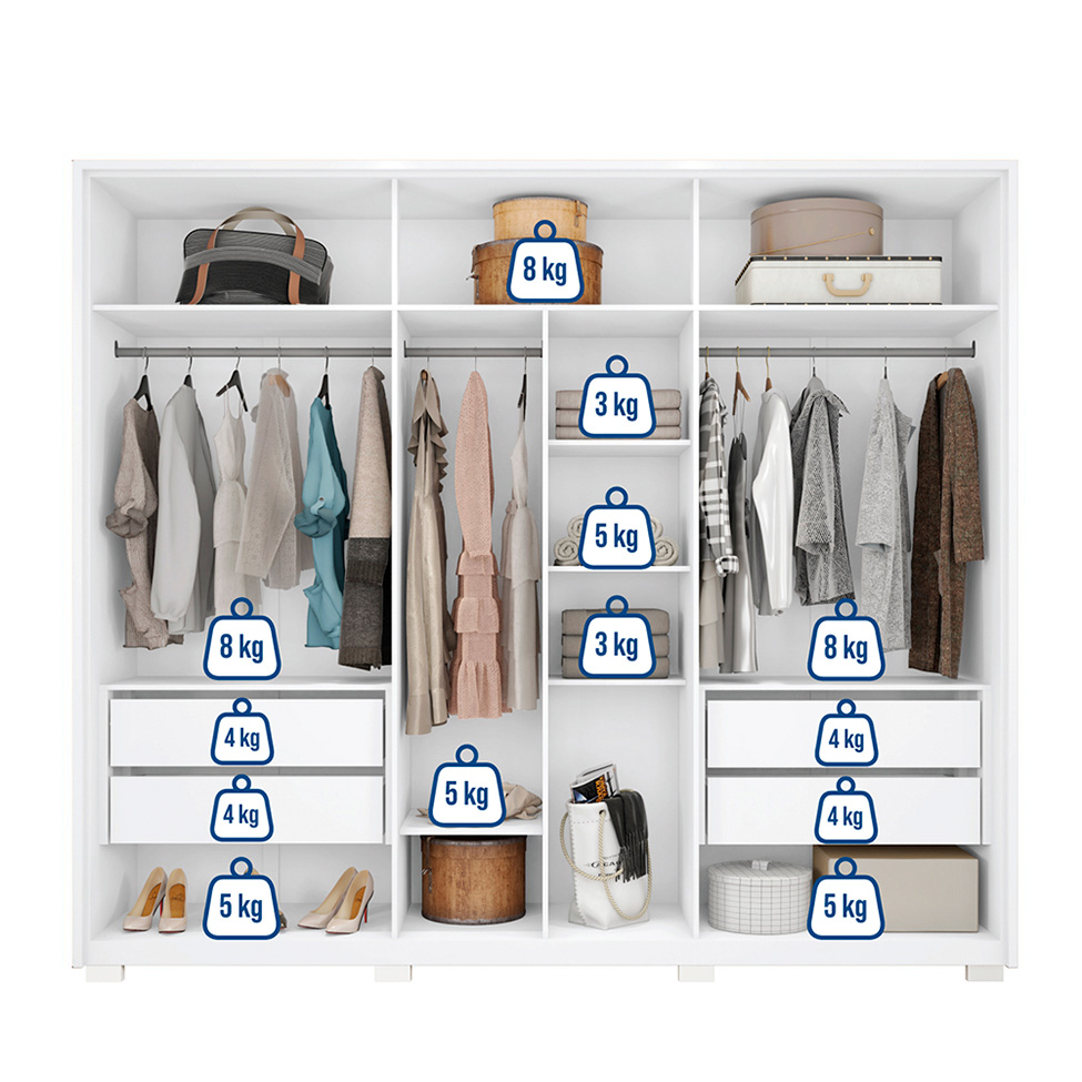 Guarda-Roupa Casal com Espelho Decimus 6 Portas 4 Gavetas Branco