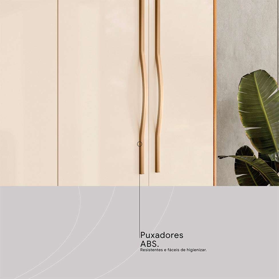 Guarda-Roupa Casal com Espelho Domo 4 Portas 4 Gavetas Cinnamon e Off White