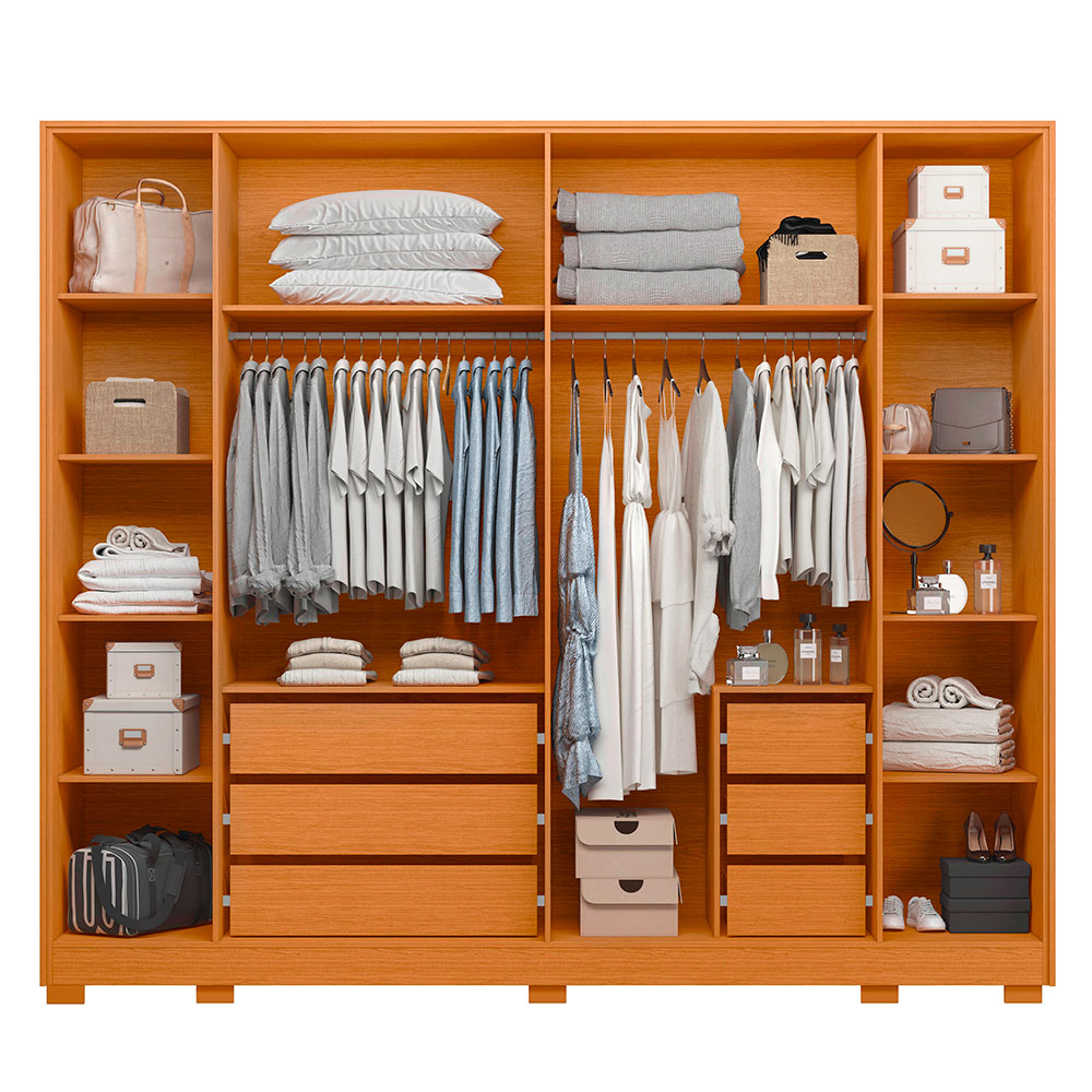 Guarda-Roupa Casal com Espelho Fascínio 6 Portas 6 Gavetas Cinamomo