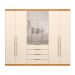 Guarda-Roupa Casal com Espelho Giardino 6 Portas 4 Gavetas Cinnamon e Off White