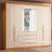Guarda-Roupa Casal com Espelho Giardino 6 Portas 4 Gavetas Cinnamon e Off White