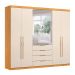 Guarda-Roupa Casal com Espelho Giardino 6 Portas 4 Gavetas Cinnamon e Off White