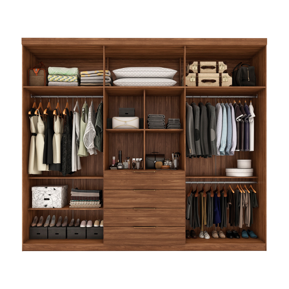 Guarda-Roupa Casal com Espelho Giardino 6 Portas 4 Gavetas Nogueira