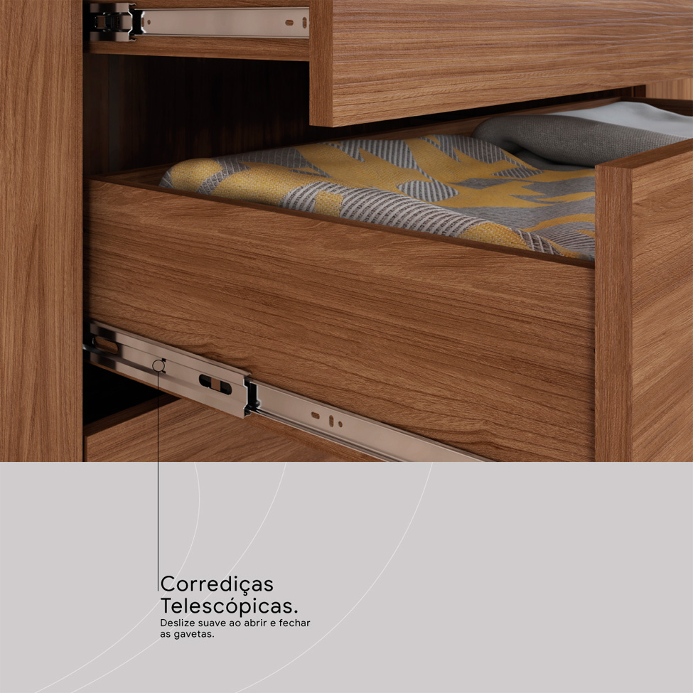 Guarda-Roupa Casal com Espelho Giardino 6 Portas 4 Gavetas Nogueira