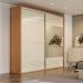 Guarda-Roupa Casal com Espelho Girona 100% MDF 2 Portas 2 Gavetas Freijó e Off White