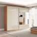 Guarda-Roupa Casal com Espelho Girona 100% MDF 2 Portas 4 Gavetas Freijó e Off White