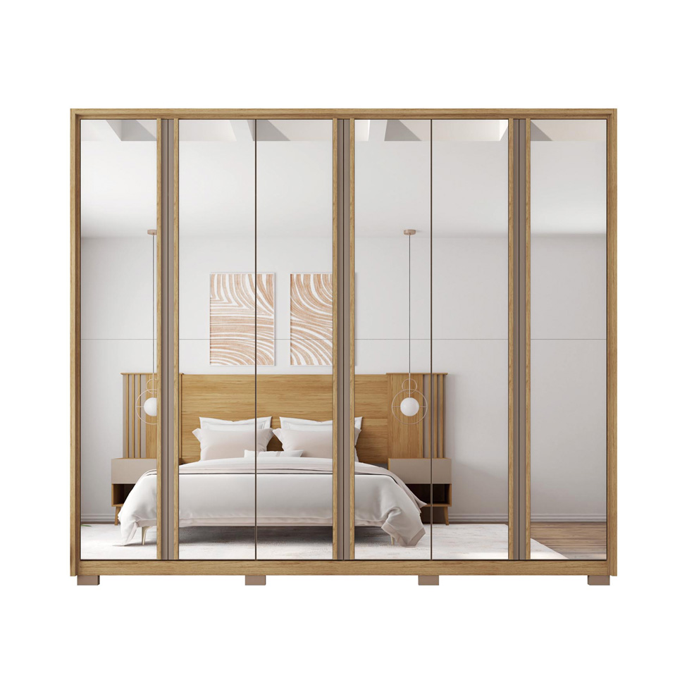 Guarda-Roupa Casal com Espelho Gladiador 6 Portas 4 Gavetas Buriti e Fendi