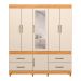 Guarda-Roupa Casal com Espelho Guarujá 6 Portas 4 Gavetas Cinnamon e Off White