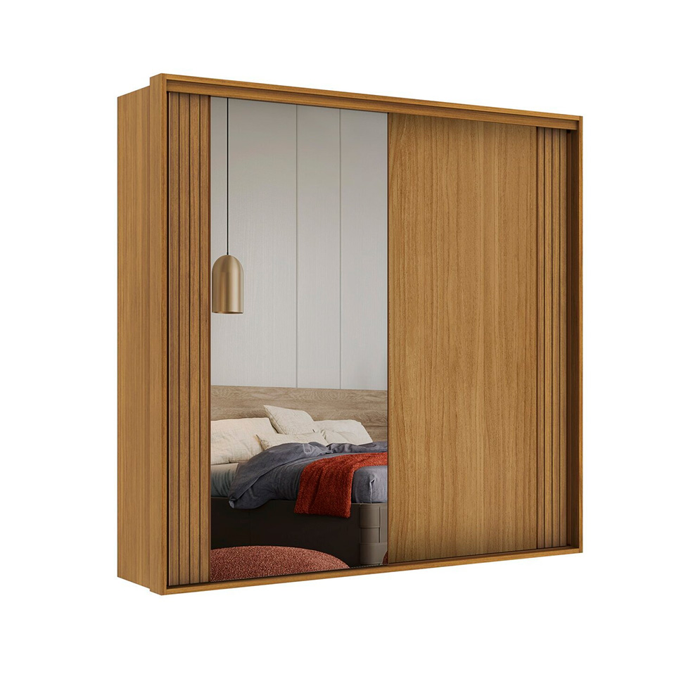 Guarda-Roupa Casal com Espelho Imperium 100% MDF 2 Portas 6 Gavetas Freijó