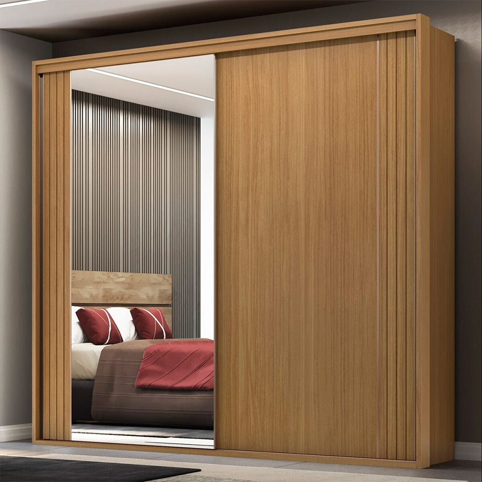 Guarda-Roupa Casal com Espelho Imperium 100% MDF 2 Portas 6 Gavetas Freijó