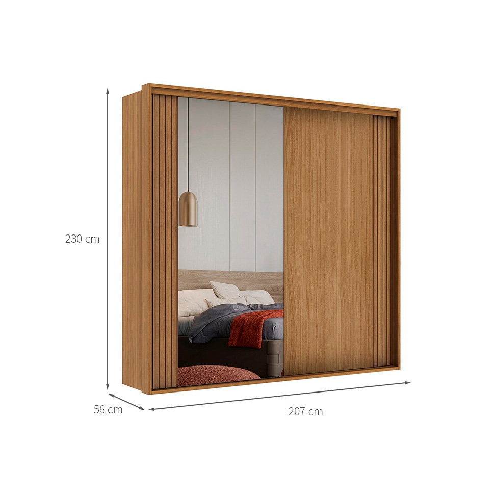 Guarda-Roupa Casal com Espelho Imperium 100% MDF 2 Portas 6 Gavetas Freijó
