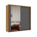 Guarda-Roupa Casal com Espelho Imperium 100% MDF 2 Portas 6 Gavetas Freijó e Titânio