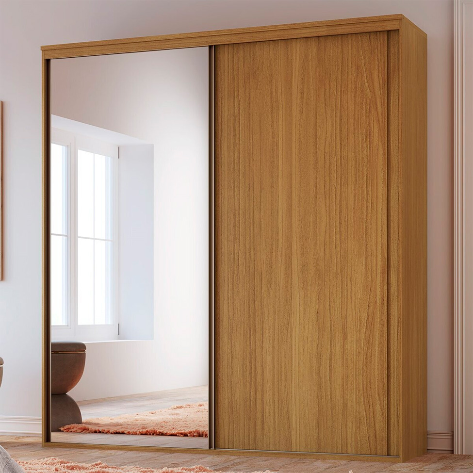 Guarda-Roupa Casal com Espelho Inovatto 100% MDF 2 Portas 6 Gavetas Freijó
