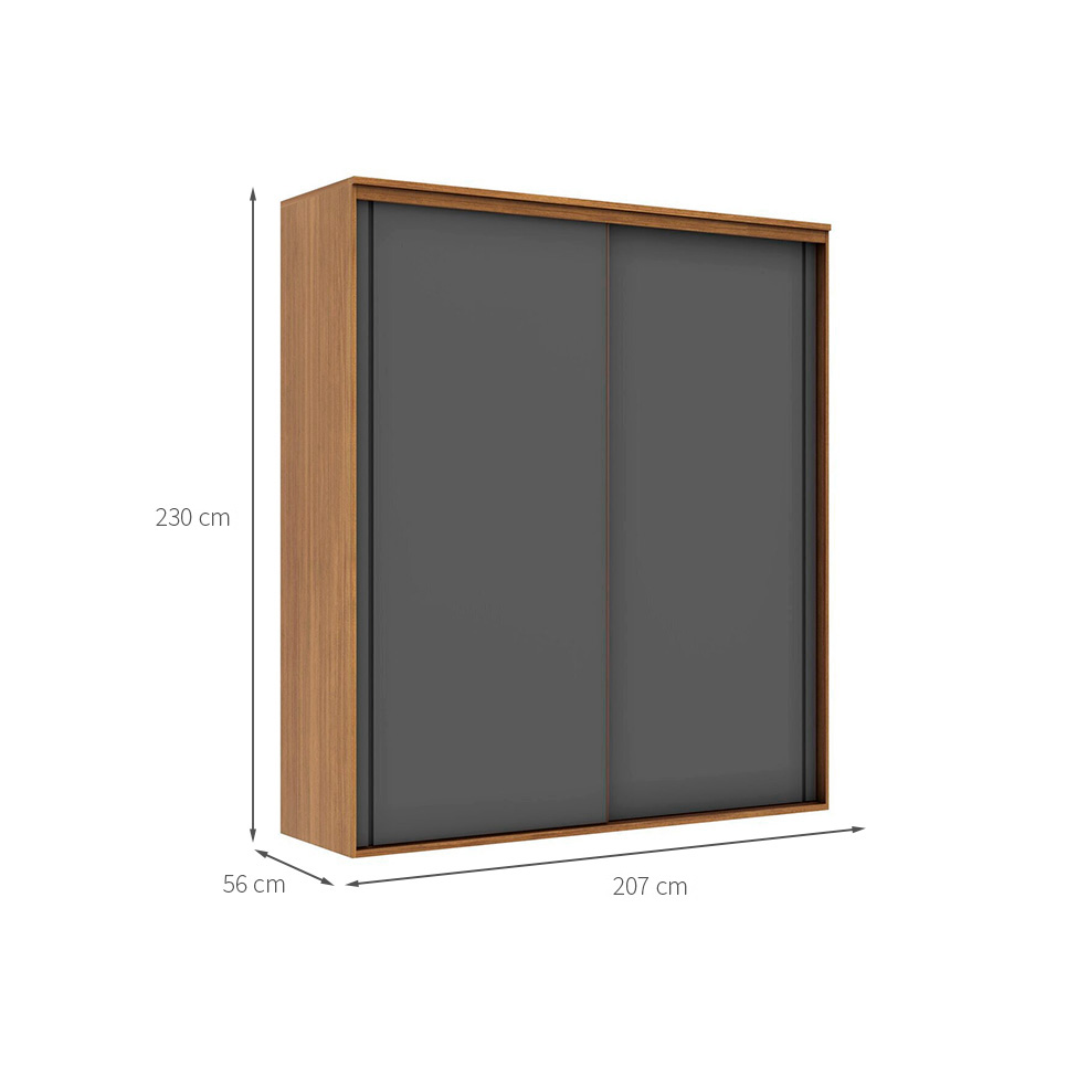 Guarda-Roupa Casal com Espelho Inovatto 100% MDF 2 Portas 6 Gavetas Freijó e Titânio