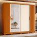 Guarda-Roupa Casal com Espelho Jacarandá Flex 4 Portas 4 Gavetas Cinamomo e Off White