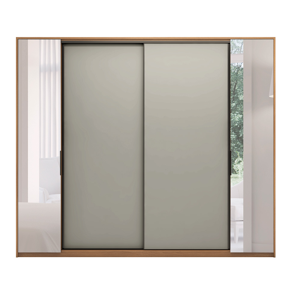 Guarda-Roupa Casal com Espelho Laredo 4 PT 4 GV Amêndola e Nude