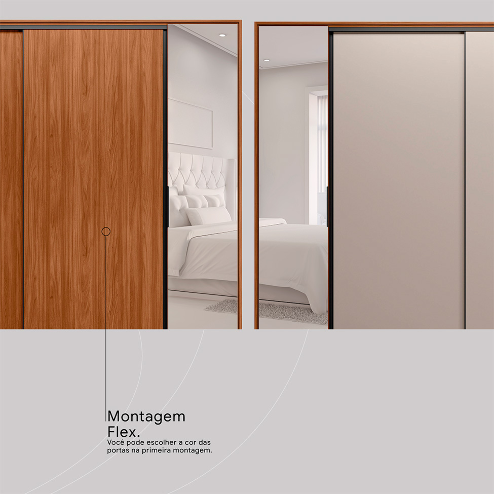 Guarda-Roupa Casal com Espelho Laredo 4 Portas 4 Gavetas Nogueira e Nude Prime