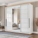 Guarda-Roupa Casal com Espelho Lisboa 3 Portas 4 Gavetas Branco