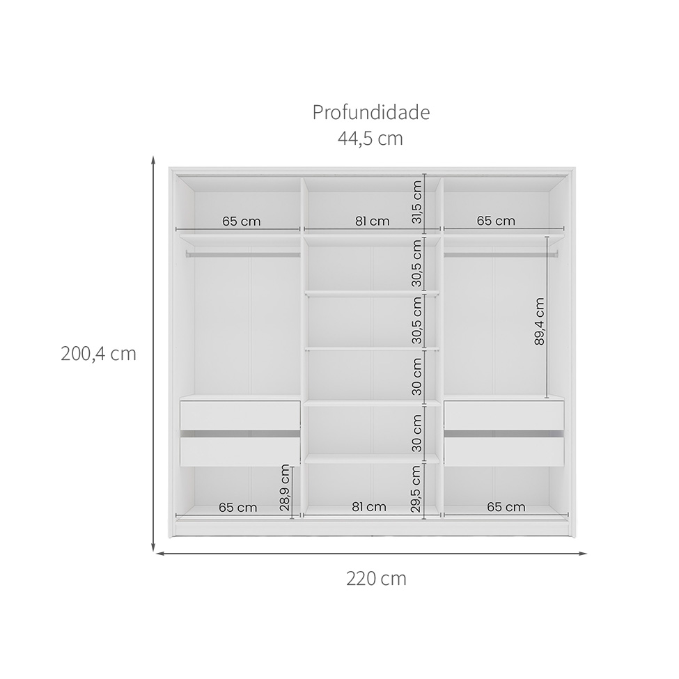 Guarda-Roupa Casal com Espelho Lisboa 3 Portas 4 Gavetas Branco e Verde