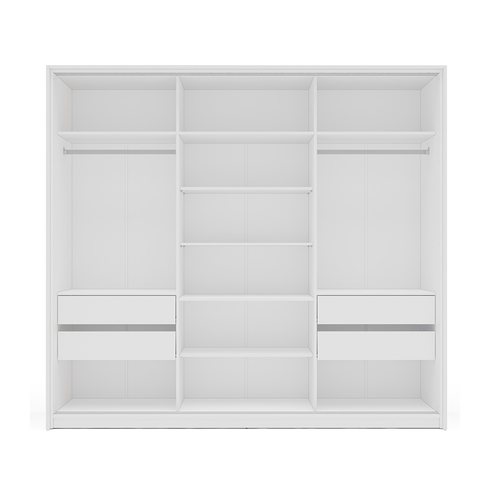 Guarda-Roupa Casal com Espelho Lisboa 3 Portas 4 Gavetas Branco e Verde