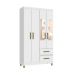 Guarda-Roupa Casal com Espelho Lisboa 4 Portas 2 Gavetas Branco
