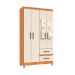 Guarda-Roupa Casal com Espelho Lisboa 4 Portas 2 Gavetas Cinamomo e Off White