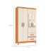 Guarda-Roupa Casal com Espelho Lisboa 4 Portas 2 Gavetas Cinamomo e Off White