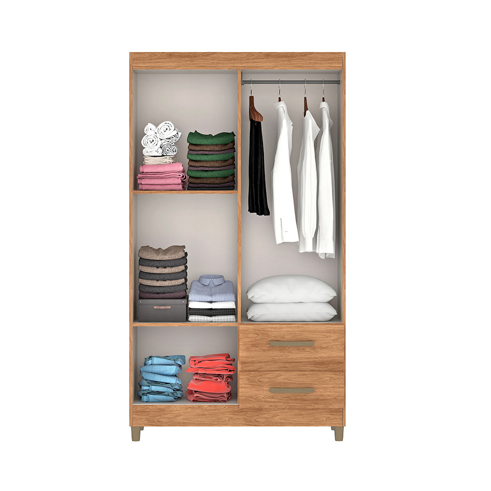 Guarda-Roupa Casal com Espelho Lisboa 4 Portas 2 Gavetas Mel