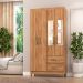 Guarda-Roupa Casal com Espelho Lisboa 4 Portas 2 Gavetas Mel