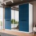 Guarda-Roupa Casal com Espelho Lisboa 6 Portas 4 Gavetas Branco e Azul